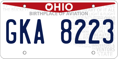 OH license plate GKA8223