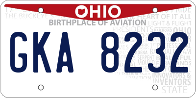 OH license plate GKA8232