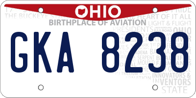 OH license plate GKA8238