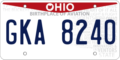 OH license plate GKA8240