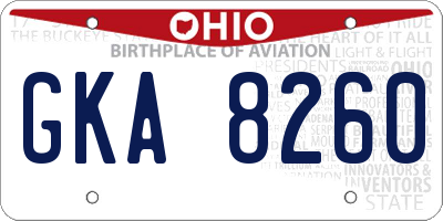 OH license plate GKA8260