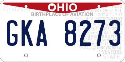 OH license plate GKA8273