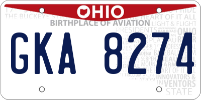 OH license plate GKA8274