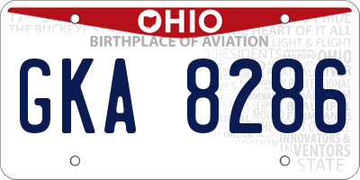 OH license plate GKA8286