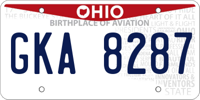 OH license plate GKA8287