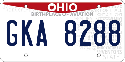 OH license plate GKA8288
