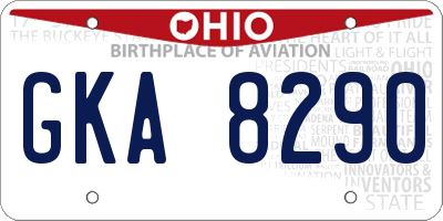 OH license plate GKA8290