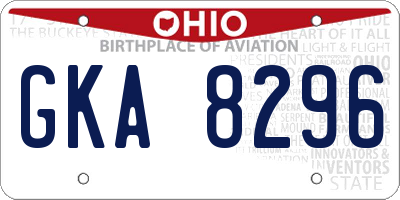 OH license plate GKA8296