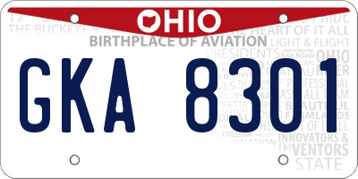 OH license plate GKA8301