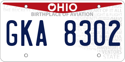 OH license plate GKA8302