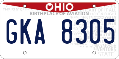 OH license plate GKA8305