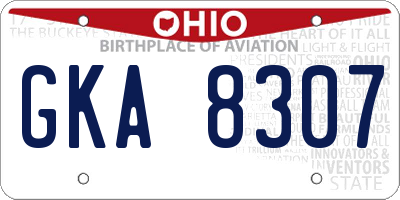 OH license plate GKA8307