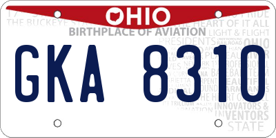 OH license plate GKA8310