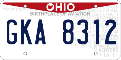 OH license plate GKA8312