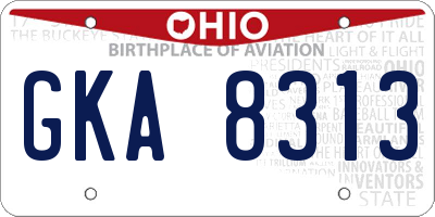 OH license plate GKA8313