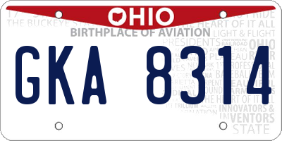 OH license plate GKA8314