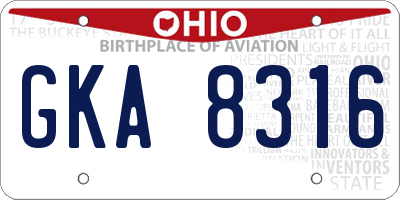 OH license plate GKA8316