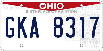 OH license plate GKA8317
