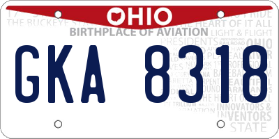 OH license plate GKA8318