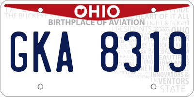OH license plate GKA8319