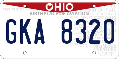 OH license plate GKA8320