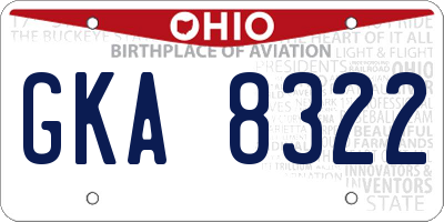 OH license plate GKA8322