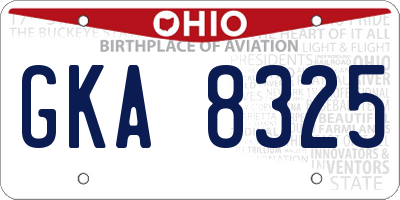 OH license plate GKA8325