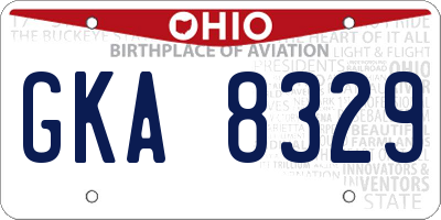 OH license plate GKA8329