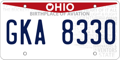 OH license plate GKA8330