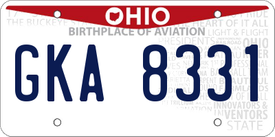 OH license plate GKA8331