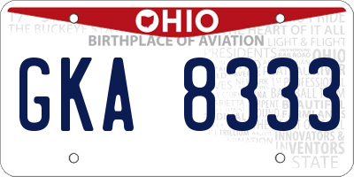 OH license plate GKA8333
