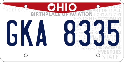 OH license plate GKA8335