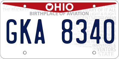 OH license plate GKA8340