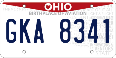 OH license plate GKA8341