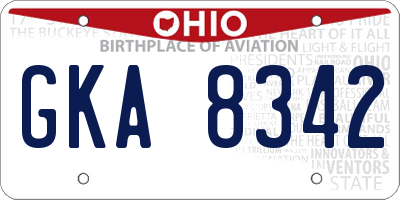 OH license plate GKA8342