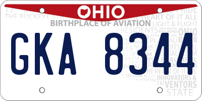 OH license plate GKA8344