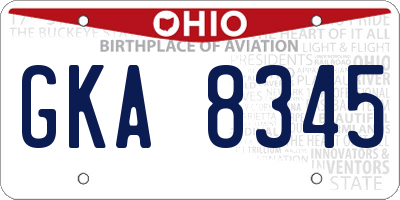 OH license plate GKA8345