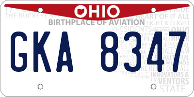 OH license plate GKA8347