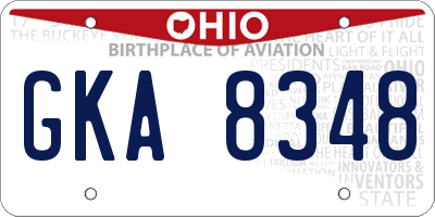 OH license plate GKA8348