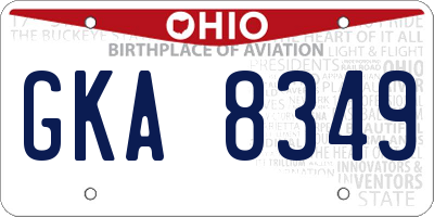 OH license plate GKA8349