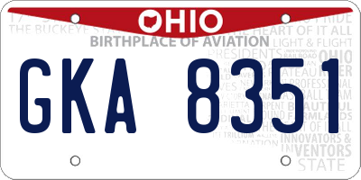OH license plate GKA8351
