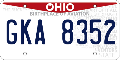OH license plate GKA8352