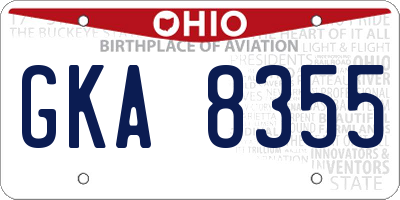 OH license plate GKA8355