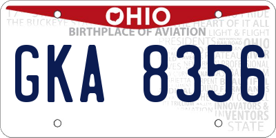 OH license plate GKA8356