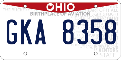 OH license plate GKA8358