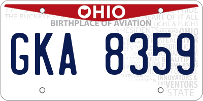 OH license plate GKA8359