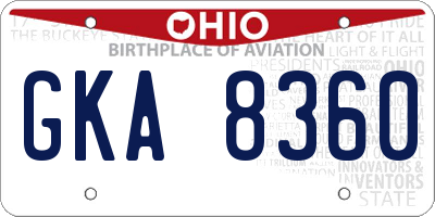 OH license plate GKA8360