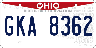 OH license plate GKA8362
