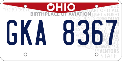 OH license plate GKA8367