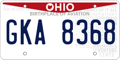 OH license plate GKA8368